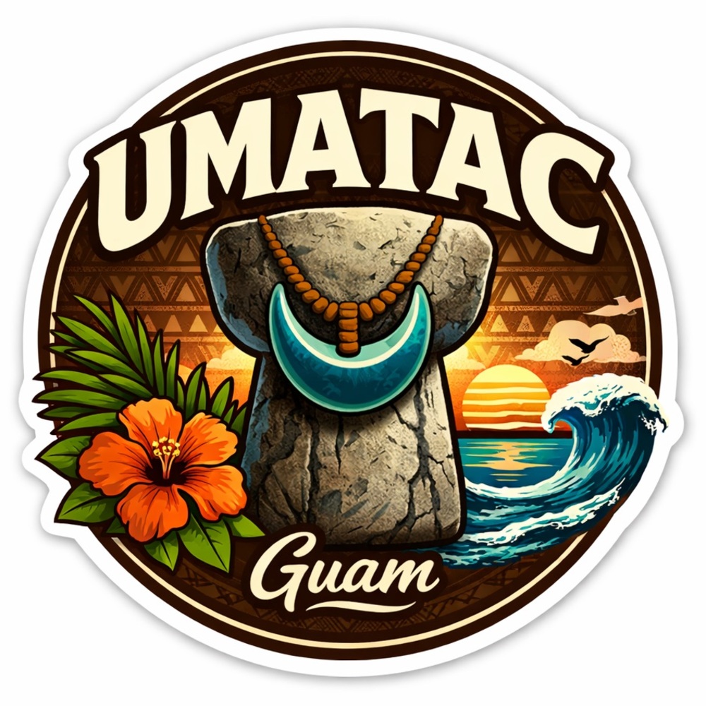 Umatac Guam Waterproof Sticker | Latte Stone Chamorro Art